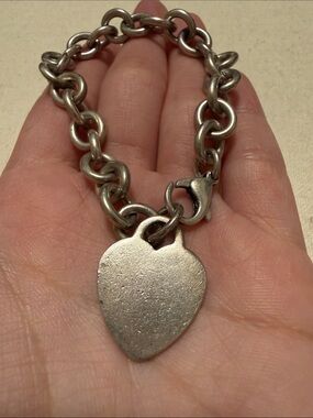 Sterling Silver 925 Heart Charm Link Bracelet 7.5’